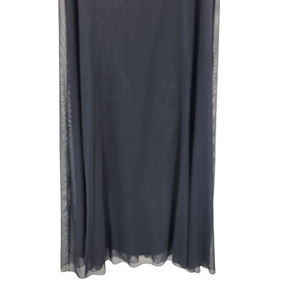 Vintage 90's Designer‎ Tadashi Shoji Black Mesh Long Maxi Skirt 10 Cocktail Goth - Picture 5 of 11